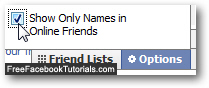 Hide Facebook Chat pictures and show only names of friends
