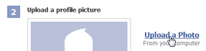 Facebook offering to upload a profile picture (account photo)